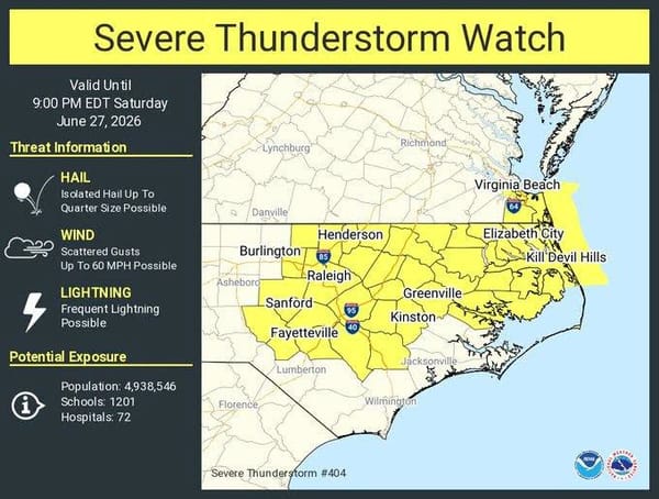 Severe Thunderstorm Watch in effect until 9 p.m.