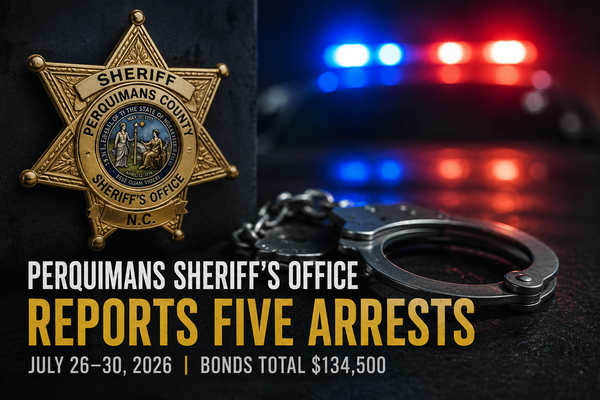 Perquimans Sheriff’s Office Reports Five Arrests