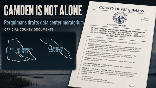 Perquimans Drafts Data Center Moratorium as Camden Prepares for Hearing